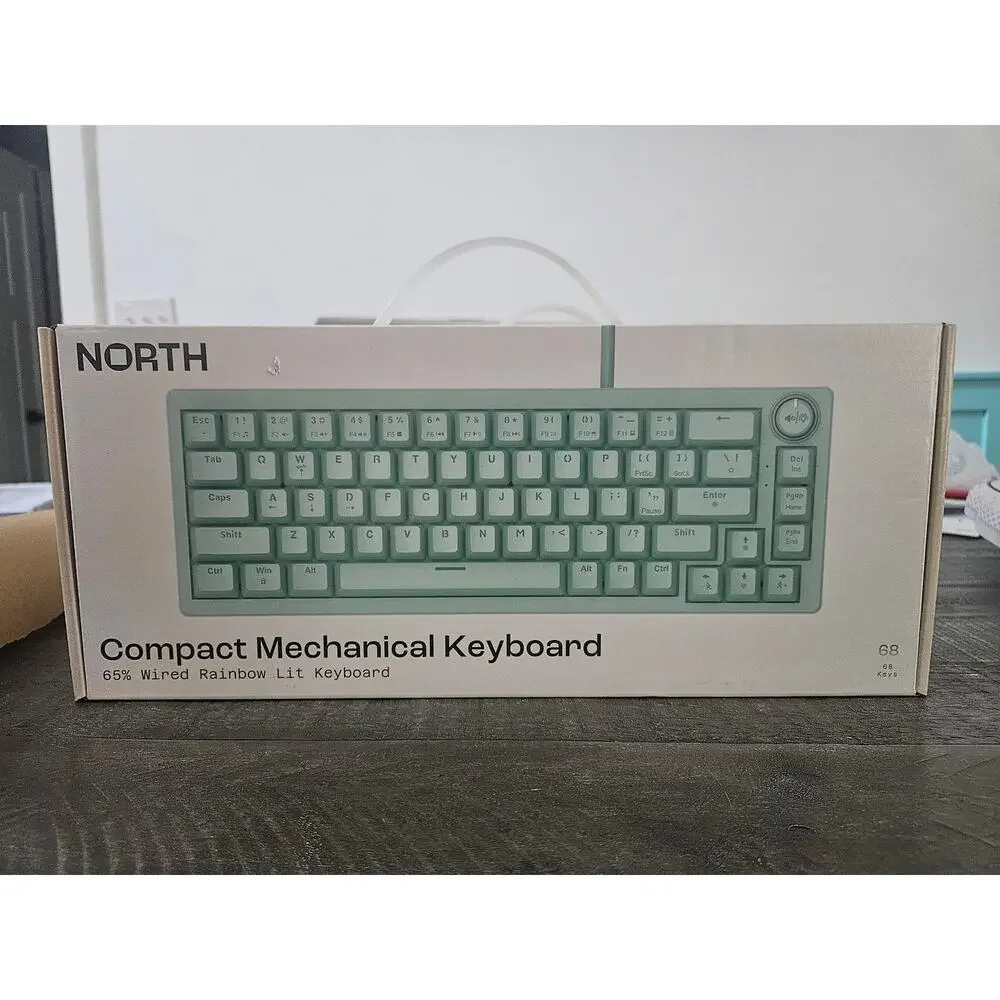 NEW NORTH Compact Mechanical Keyboard 65% Wired Rainbow Lit Keyboard Mint Green
